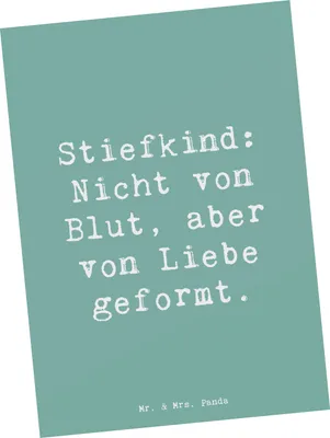 Produktbild von Mr. & Mrs. Panda Postkarte Spruch Stiefkind von Liebe - Meeresbrise - Geschenk, Familienbindung, Freude, Familienkultur, Familienliebe, Postkarten, bildkarte, Bindung