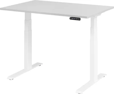 Image de Bureau réglable en hauteur XDKB | 2 moteurs | 120 - 180 cm | électrique, Dimension plateau:120 x 80 cm, Couleur plateau:Gris, Couleur piétement:Blanc