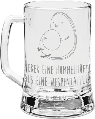 Produktbild von Mr. & Mrs. Panda Krug Avocado Pfeifen - Transparent - Geschenk, Ernährung, Bierkrug Mit Gravur, Humpen, Abnehmen, Seidel, Schwanger, Bierhumpen