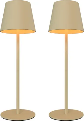 Produktbild von Ledvion – 2x Wiederaufladbare LED-Tischleuchte, Beige, Dimmbar 2700K-5000K, 200 Lumen, IP54 Spritzwassergeschützt, 4400 mAh Akku, Touch-Steuerung, Einstellbar, USB-C, Innen- & Außenbereich, Nyra