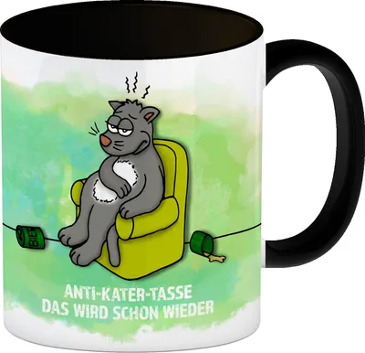 Produktbild von Das wird schon wieder Kaffeebecher Henkel und Innenseite Schwarz mit