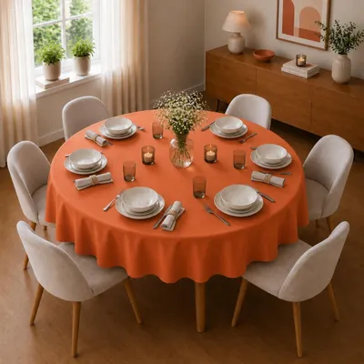 Immagine prodotto di Tovaglia Ø 135 cm per tavolo da cucina e da pranzo in arancione