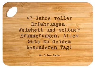 Produktbild von Mr. & Mrs. Panda holzschneidebrett Spruch 47. Geburtstag - Transparent - Geschenk, Erfahrungen, Schneidebrett, brotbrett, Persönliche Geschenke, Geburtstagsgeschenk