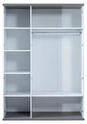 Produktbild von Grau-weißer Kleiderschrank Jugendzimmer Schrank r Holzschrank
