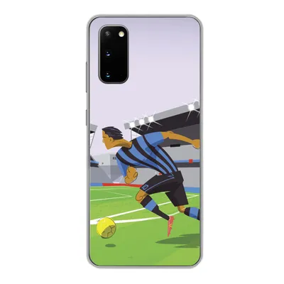 Produktbild von MuchoWow® Handyhülle Schutzhülle Hülle für Samsung Galaxy S20 Eine Illustration von Spielern, die in einem Stadion Fußball spielen - Junge - Mädchen - Kinder Silikon Softcase Handy Hülle - Bild
