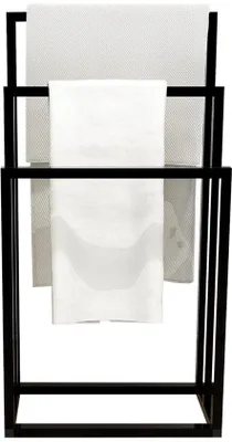 Produktbild von Unyqoos® Freistehender Handtuchhalter aus Stahl, 3 Stangen – platzsparender Bad-Handtuchständer, stabile Konstruktion, inkl. Montagematerial