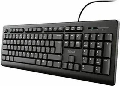 Zdjęcie produktu dla Trust TK-150, Pełnowymiarowy (100%), Przewodowa, USB, Membranowa, QWERTY, Czarny