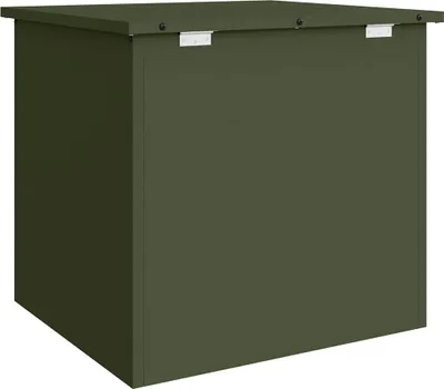 Zdjęcie produktu dla Zewnętrzny schowek z pojemnikiem oliwkowy 55 x 50,5 x 50 cm stalowy