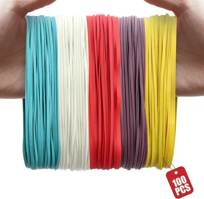 Imagen del producto de Bandas elásticas de colores, 180 x 3 mm, 100 unidades, para agrupar objetos