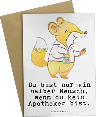 Produktbild von Mr. & Mrs. Panda Grußkarte Apotheker Herz - Weiß - Geschenk, einladungskarten, Lustig, Beruf, Spruch, weihnachtskarten, vatertagskarte, hochzeitskarten, Approbation