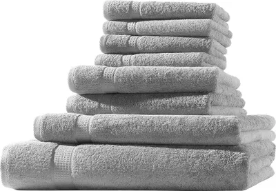 Produktbild von XL-Set 8tlg Frotteetücher Elegance 100% Baumwolle 500 gsm Gästetücher Handtücher Duschtücher Badetücher silber