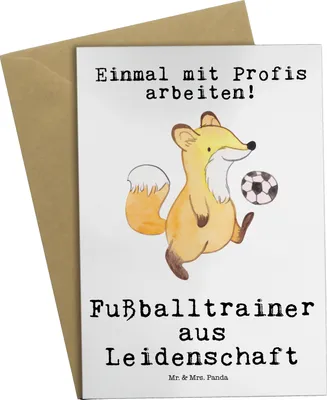 Produktbild von Mr. & Mrs. Panda babykarte Fußballtrainer Leidenschaft - Weiß - Geschenk, einladungskarten, vatertagskarte, Glücksbringer, weihnachtskarten, Spruch, hochzeitskarten