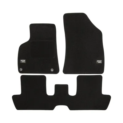 Image de J&J Automotive | Logo Tapis De Sol Noir Velours Sur Mesure Pour Peugeot 3008 2009-2016 3pcs, Base Antidérapante, Tapis conducteur renforcé
