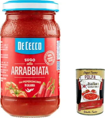 Produktbild von 3x De Cecco Sugo arrabbiata pastasauce tomatensauce mit chilly 200g aus italien pasta + Italian Gourmet polpa 400g