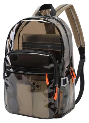 Produktbild von Transparenter Rucksack Durchsichtig Schwarz Wasserdicht PVC Stadionzugelassener Schulrucksack