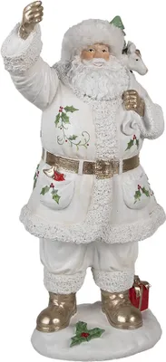 Immagine prodotto di Decorazione natalizia Clayre & Eef figura Babbo Natale 43 cm in poliresina bianca