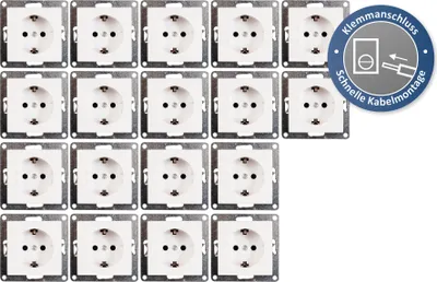 Produktbild von 18x Schutzkontakt-Steckdose McPower "Flair", 250V/16A, UP, Klemmanschluss, weiß, matt
