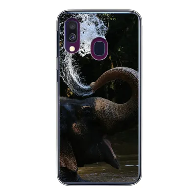 Produktbild von MuchoWow® Handyhülle Schutzhülle Hülle für Samsung Galaxy A40 Elefant - Wasser - Rüssel - Tiere - Natur Silikon Softcase Handy Hülle - Handy-Tasche