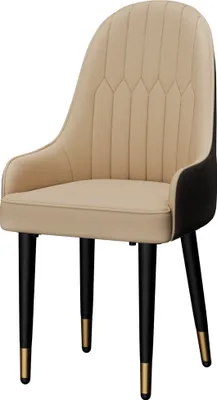 Image de WISFOR Lot de 2 chaises de salle à manger Chaise rembourrée avec revêtement en cuir respirant, blanc crème+gris