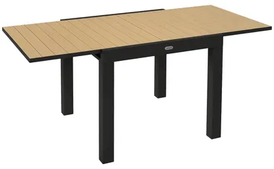Image de Table de jardin - Table d'extérieur - Plastique résistant aux intempéries - Rectangulaire, dimensions : 162 x 80 x 75 cm - À assembler - Jaune