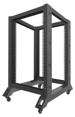 Produktbild von Lanberg OR01-6818-B, Freistehendes Gestell, 18U, 600 kg, Lenkrollen, 23 kg, Schwarz