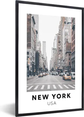 Produktbild von MuchoWow® Gerahmtes Poster New York - Amerika - Weg 40x60 cm - Poster mit Schwarzem Bilderrahmen Wandposter Rahmen Foto Bilder - Papierdruck - Wandbilder