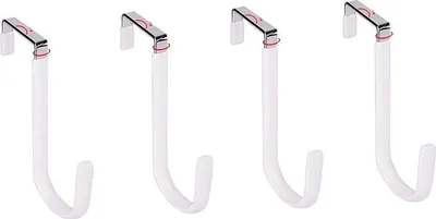 Produktbild von INF Türhaken ohne Bohren 8mm Dicke für 3,7cm Türbreite (4er-Pack) Weiß