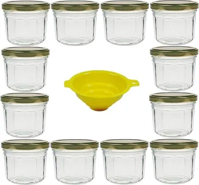 Immagine prodotto di Barattoli rotondi da conserva, 12 pezzi, 240 ml, gialli