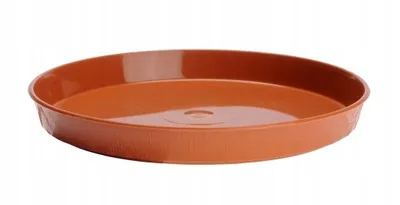 Produktbild von Runder Kunststoffuntersatz in Holzoptik für Blumentöpfe 19 cm, Größe 2, terrakottafarben