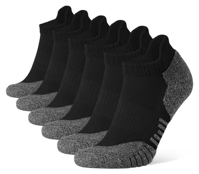 Productafbeelding van Heren sneakersokken, 6 paar, katoen, met padding, ademend, antislip, zwart, maat 47-50