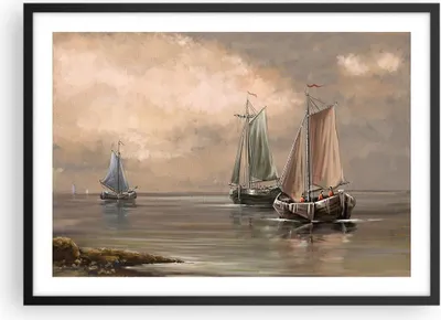 Produktbild von Gerahmtes Poster - Schwarzer Rahmen - Meer Boot Fischer - 70x50 cm - Wand Bild - Wanddeko - Wandbilder - Kunstposter - Wandposter - Bilderrahmen - Bilder - Kunstdruck - Wandbild - P2BAA70x50-3514