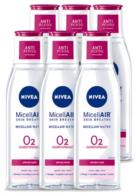 Produktbild von 6 x NIVEA O2 Sauerstoffboost Mizellenwasser - Für trockene Haut - 200 ml - Vorteilspackung - 6 Stücke