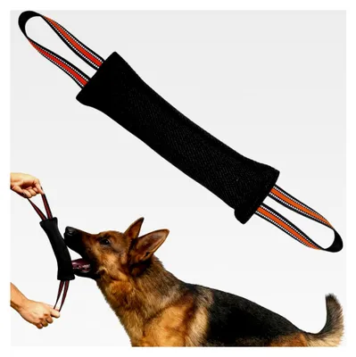 Produktbild von Beißwurst aus Baumwolle und Nylon, 30 cm für Hundetraining, Jute Beißwurst mit 2 Griffen, Zerrspielzeug für Hunde