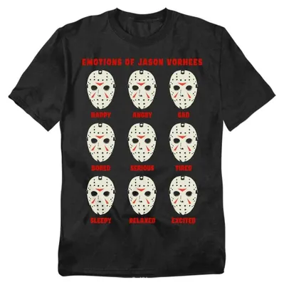 Immagine prodotto di Maglietta unisex "Emotions of Jason" ispirata al film Venerdì 13, taglia L, colore nero