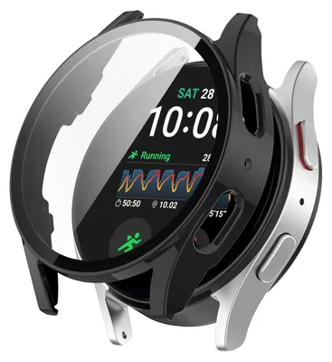 Obrázek produktu pro Pro Samsung Galaxy Watch 7 44mm plastové pouzdro na chytré hodinky + ochranné tvrdé sklo Black