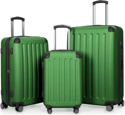 Produktbild von HAUPTSTADTKOFFER - Spree - Kofferset 3tlg Hartschalenkoffer Reisekoffer mit Erweiterung Trolley-Set, TSA, 4 Rollen, S M & L,Grün