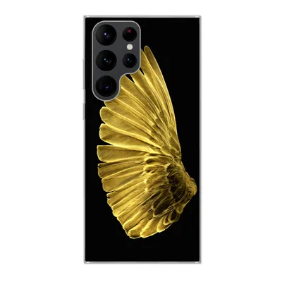 Produktbild von MuchoWow® Handyhülle Schutzhülle Hülle für Samsung Galaxy S22 Ultra Goldene Flügel auf schwarzem Hintergrund Silikon Softcase Handy Hülle - Abbildung
