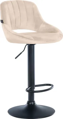 Produktbild von CLP Barhocker Milet Samtbezug höhenverstellbar drehbar mit Rückenlehne creme Gestell Farbe schwarz