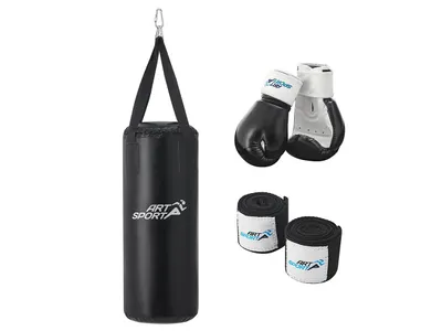Obrázek produktu pro Boxovací pytel 24801, z umělé kůže, se zavěšením, 10 kg, černý, boxovací set