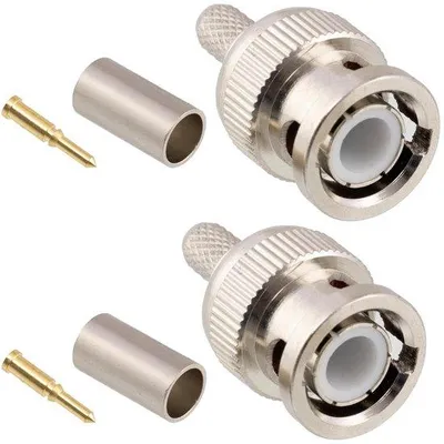Produktbild von Kabelset mit 2 BNC-Verbindern - Männlich 50Ω - Coax-Kabel RG141 RG58 - Krimpverbindung für Kameras & Monitore