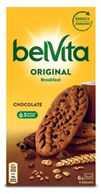 Obrázek produktu pro belVita Snídaňové cereální sušenky s kakaovou příchutí a kousky čokolády 300 g