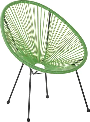 Produktbild von BELIANI Balkonstuhl Grün Polyrattan Spaghetti-Optik Modern Mexikanischer Stil Outdoor Balkon Terrasse Garten Möbel