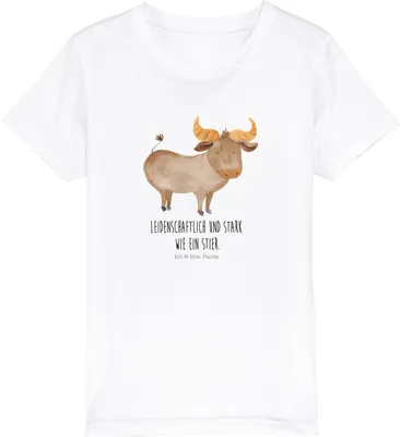 Produktbild von Mr. & Mrs. Panda Kleinkinder T-Shirt Sternzeichen Stier 12-14 Jahre (152/164) - Weiß - Geschenk, Kinder, Geburtstag Mai, Rind, Kindershirt, Kleinkind, Teenager, Ochse