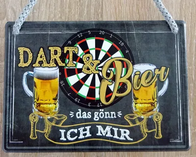 Produktbild von Tolles Hängeschild Dart und Bier das gönn ich mir. Blechschild