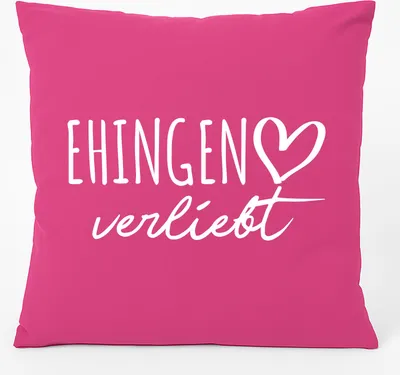 Produktbild von Huuraa Kissen Ehingen verliebt 40x40cm mit Füllung Fuchsia Baumwolle Dekokissen Geschenkidee