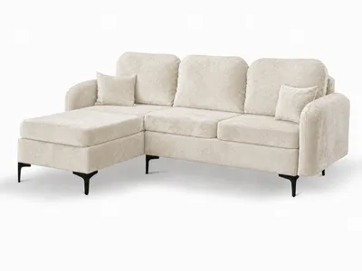 Zdjęcie produktu dla ANMIL, narożnik VENTO, kształt L, wymiary 228 × 96 × 172 cm, kolor kremowy, obicie: tkanina EUREKA. Uniwersalna sofa z funkcją spania, możliwość montażu zarówno z lewej, jak i z prawej strony