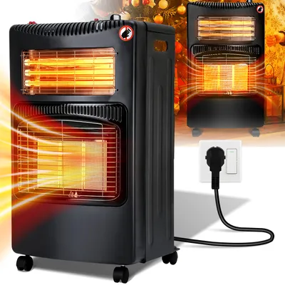 Obrázek produktu pro Clanmacy keramický plynový ohřívač 4200 W se 3 stupni ohřevu, regulátorem tlaku a hadicí - Mobilní, efektivní a energeticky úsporný - Plynový ohřívač Plynový ohřívač Plynový ohřívač Sálavý ohřívač, plyn+elektřina upgrade