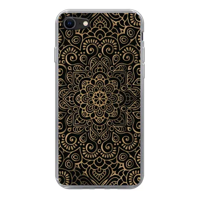 Produktbild von MuchoWow® Handyhülle Schutzhülle Hülle für iPhone 7 Goldenes Muster auf schwarzem Hintergrund Silikon Softcase Handy Hülle - Kartenhalter