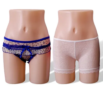 Produktbild von 2er Set Schaufensterpuppe Unterkörper weiblich für Präsentation von Unterwäsche wie Slips, Shorts und ähnlichen Kleidungsstücken | Damen Torso aus Kunststoff | Schaufensterfigur Unterteil Hautfarbe