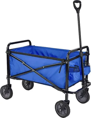 Produktbild von Zusammenklappbarer Bollerwagen für den Garten, faltbar, mit Abdeckung, für den Außenbereich, Blau